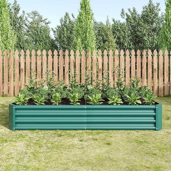 Raised Garden Bed Outdoor 6×3×1ft Metal Raised Rectangle Planter Beds for Plants Vegetables and Flowers - Green