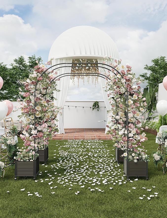 Span 70.9 Garden Arch Trellis for Climbing PlantsMetal Arch Frame Outdoor Garden Arbors and Arches for Halloween Christmas Birthday Party Baby Shower Decoration