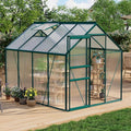 CABIHOME 6 x 6 FT Greenhouses for Outside Polycarbonate Greenhouse with Aluminum Frame Sliding Door Adjustable Roof Vent Backyard Green Houses Patio Garden Black (Green 6x8 FT)