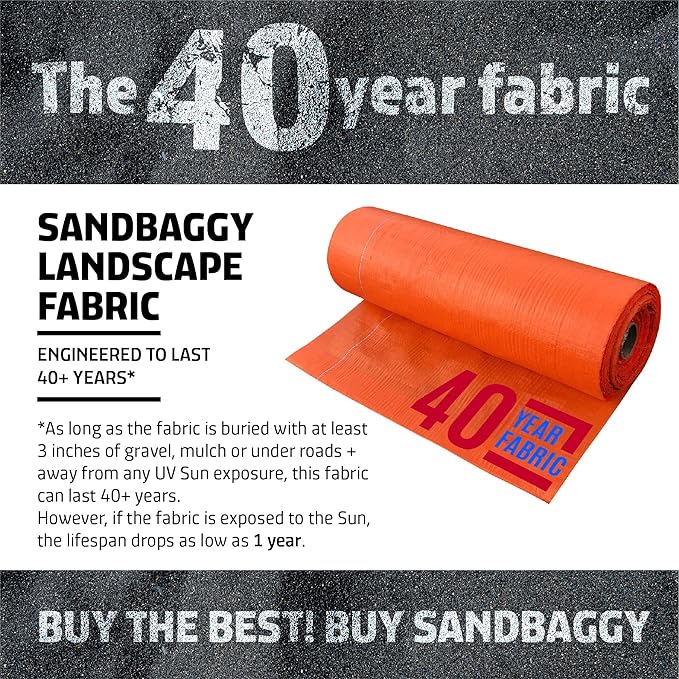 Sandbaggy Orange Color Ground Cover | Reflects Sun Rays &amp Reduces Soil Temps | Up to 5°F Cooler Soil Temp Vs Black Fabric | Great as Weed Blocker Landscape Fabric (3 ft x 300 feet Roll)