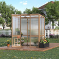 4x6FT Wooden Greenhouse with Cedar Frame Outdoor Wood Greenhouses with Roof Vent Wood and Polycarbonate Walk-in Greenhouse
