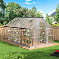WKM Greenhouse for Outdoors - 8x14 FT Quick-fit Structure with Window for Ventilation Polycarbonate Aluminum Frame Silver