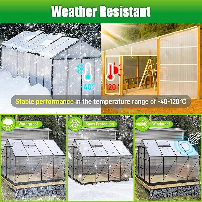 10 Pack Polycarbonate Greenhouse Panels 8' x 4' x 0.24'' Twin-Wall Polycarbonate Sheets All Weather Clear Roof Panels Greenhouse Replacement Panels
