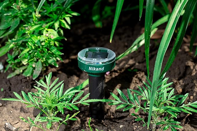 Gopher Repellent Ultrasonic Solar Powered - Mole Repellent Stakes Outdoor Pet Safe - Groundhog Repeller Snake Rodent Gopher Spikes Chaser - Sonic Mole Deterrent Devices (4)