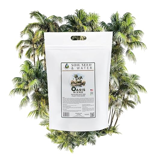 Soil Seed &amp Water Oasis Blend Organic Fertilizer for Palm &amp Date Trees – Soil Amendment for Tropical Landscapes - OMRI Listed Organic Fertilizer