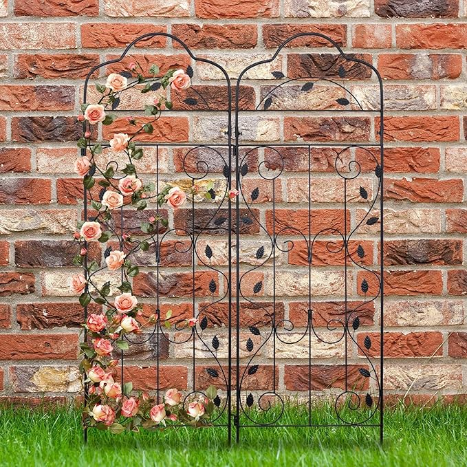 hogardeck 4 Packs 60 * 18 inch Metal Garden Trellis for Climbing Plants OutdoorHeavy DutyBlack Coating Rustproof Trellis for Rose Vegetable Flowers ExpandablePerfect for Training Climbing Plants