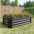 4x2x1ft Galvanized Raised Garden Bed Metal Raised Bed Garden Kit Vegetable Boxes-Rectangle Flower Box Outdoor Garden Large Planter Raised Beds for Planting Fruit Herb Black