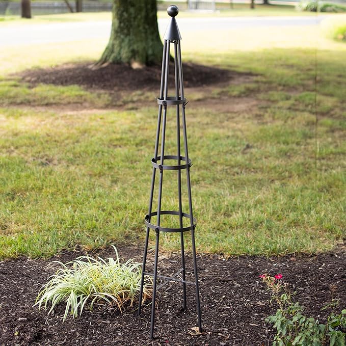 Achla Designs OBL-01 61-in Wrought Iron Garden Obelisk Trellis H Graphite
