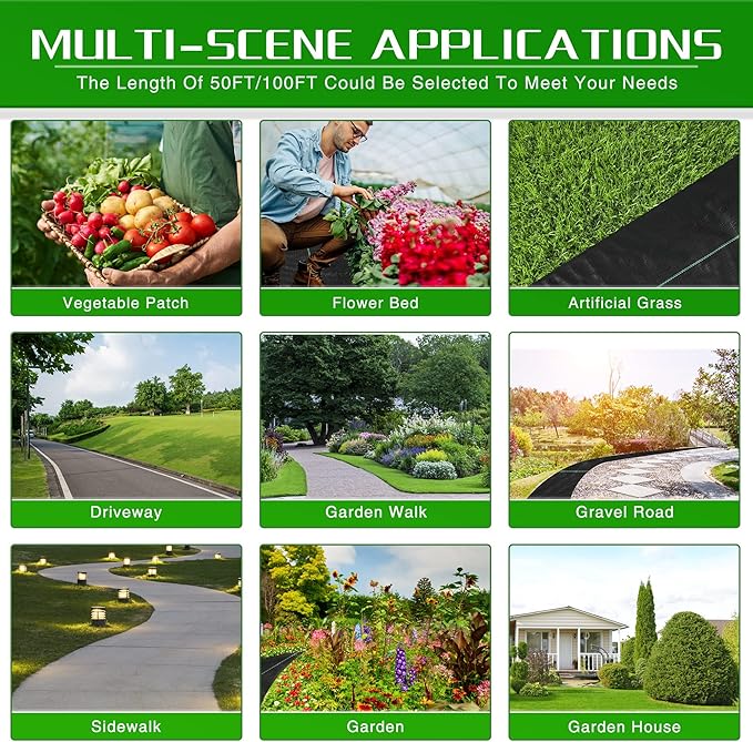 Weed Barrier Landscape Fabric Heavy Duty 4FT x 300FT Thicken Garden Fabric Weed Mats Weed Control Garden Cloth Woven Geotextile Fabric for Garden Beds Underlayment Commercial Driveway