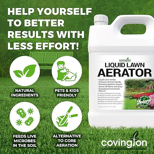 Covington Liquid Lawn Aerator (1 Gallon) – Soil Conditioner &amp Softener for Lawns &amp Gardens – Loosens Clay &amp Compacted Soil for Better Water &amp Nutrient Absorption – Liquid Aeration Conc