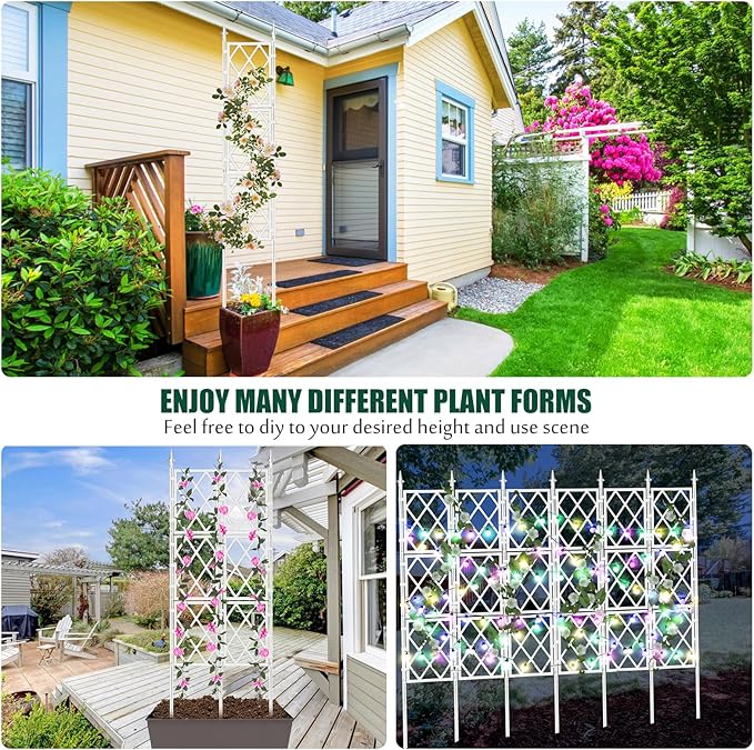 5.25FT Metal Pipe Trellis for Climbing Plants Outdoor Garden Wall White Trellis with Garden Twist Tie Support Tall Plant Fence for Ivy Vines Rose Flower