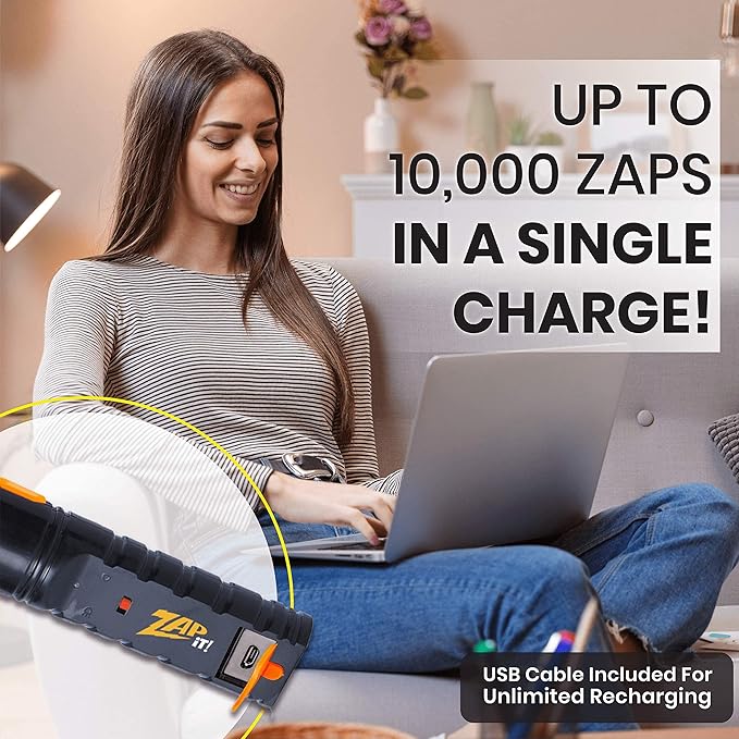 ZAP IT! Bug Zapper Rechargeable Bug Zapper Racket 4000 Volt USB Charging Cable 2 Pack (Mini Orange)