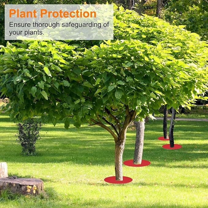 HARFINGTON 6pcs Tree Mulch Ring 32.3 Inch Non-Woven Round Tree Protector Weed Barrier Mat Plant Cover Rings for Weed Grass Control Root Protection Red