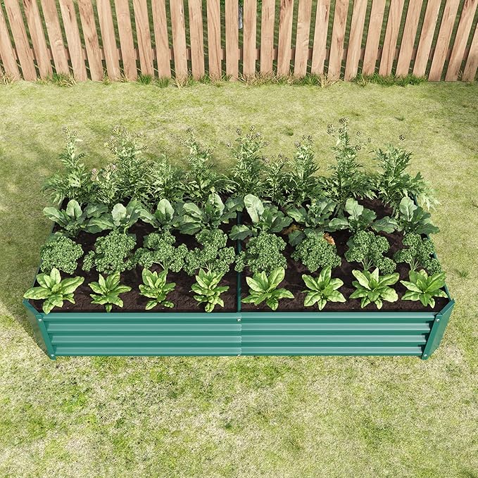 Raised Garden Bed Outdoor 6×3×1ft Metal Raised Rectangle Planter Beds for Plants Vegetables and Flowers Green