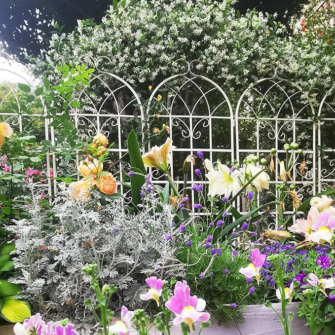 4 Pack Metal Garden Trellis 71 X 19.7 Rust-Resistant Trellis for Climbing Plants Outdoor Flower Support Cream White Iron Rust-Resistant Outdoor Garden Seasonal Decor
