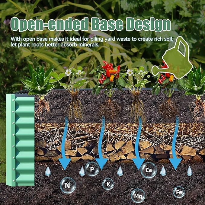 8x4x2 ft Galvanized Raised Garden Bed Outdoor Planter GBoxes Large Metal Planter Box for Gardening Vegetables Fruits FlowersGreen