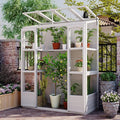 Walk-in Greenhouse for Outdoor 78 Inch Wooden Green House Cold Frame with 2 Doors 4 Openable Independent Skylights 2 Folding Middle Shelves Heavy Duty Plant Gardening Green House for Backyard White