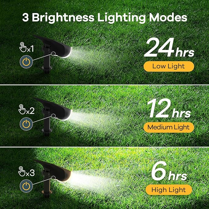Linkind Solar Lights Outdoor Waterproof IP65 StarRay Dusk-to-Dawn Outdoor Solar Lights 3 Lighting Modes Solar Spot Lights Outdoor for Garden Yard Landscape (Daylight 4 Pack)
