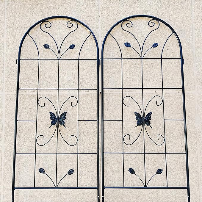 2 Pack Metal GTr86.7 x 19.7 Rustproof for Climbing Plants Outdoor Flower Support Black RQ157