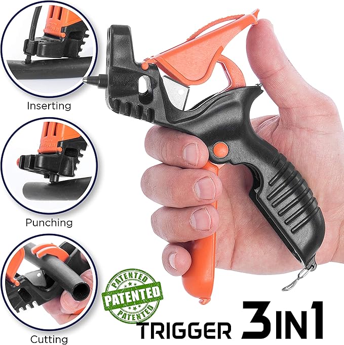 AL-MAGOR Trigger TR-3 3 in 1 Garden Drip Irrigation Hole Punch Tool Multitask Punching Cutting Inserting Drip Irrigation Tool 3mm Punch Tip Blade for Cutting Insertion Tool for Dripper 350030-P