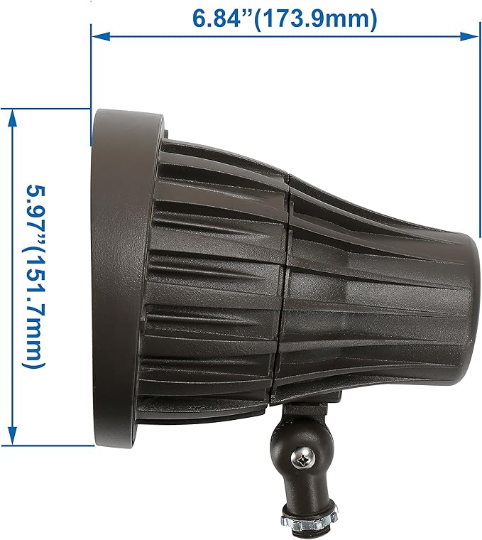 GKOLED Narrow Beam Angle 30Watt Bullet/Round LED Spotlight with Solid Ground Post