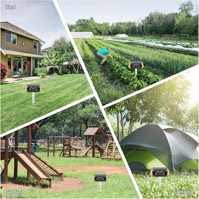 Solar Ultrasonic Animal Repellent Outdoor Cat Repellent Outdoor with Motion Detection Rabbit for Yard Garden Farm RabbitSquirrelDeerRaccoonSkunkRodent Deterrents Animal Repeller 1 Pack(black)