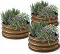 Kesfitt Round Metal Raised Garden Bed 2x2x1 FT 12-Inch Deep Galvanized Steel Garden Bed with Open Bottom for Vegetables &amp Herbs Walnut Finish 3 Pack