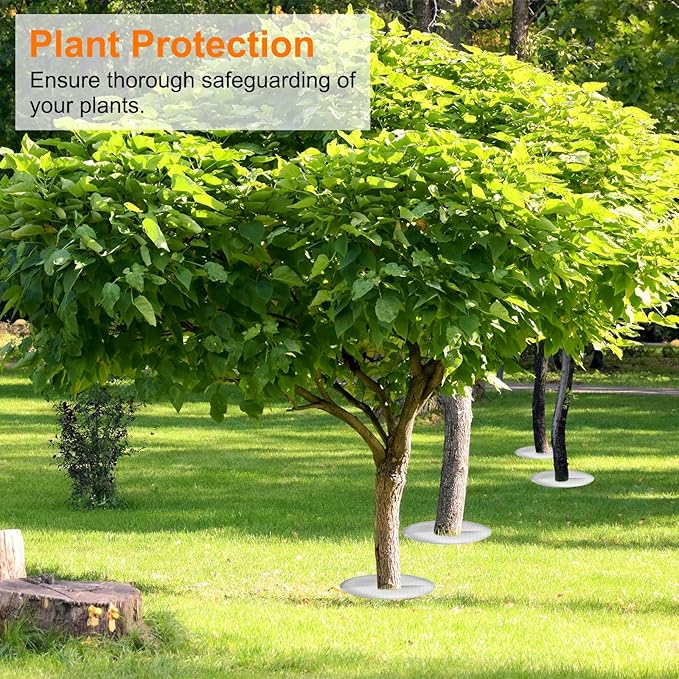 HARFINGTON 20pcs Tree Mulch Ring 16.5 Inch Non-Woven Round Tree Protector Weed Barrier Mat Plant Cover Rings for Weed Grass Control Root Protection Silver