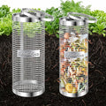 2 Pack Inground Worm Composting Bin Metal Compost Bin for Recycling Kitchen Food Waste Outdoor Worm Compost Bin with Holes and Lid Use in Outdoor Garden Vegetable Patch Backyard