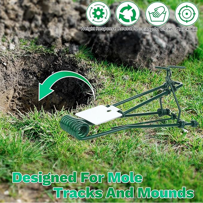8 Pack Metal Gopher Traps for Outdoor Use Easy Set Reusable Mole and Vole Trap for Lawn Farm Garden Yard