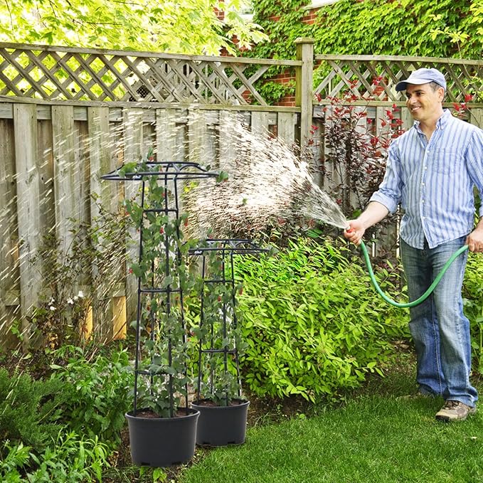 Garden Trellis for Climbing Plants Umbrella Shaped Ventilated Plant Trellis Plastic Wrapping UV Protection Metal for Potted Plant Short 41in| Cages Supports