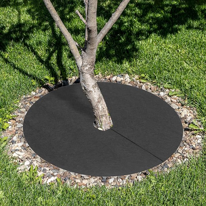 MECCANIXITY Tree Mulch Ring 16.5 Nonwoven Tree Protector Mat Plant Cover for Weed Control Round Weed Barrier Black 15 Pack