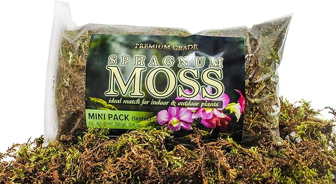 Organic Green Sphagnum Moss for Orchids Indoor and Outdoor Plants - Dried for Decorative Gardening (Mini Pack (Tester) - 1 Litre / 50 gr / 2 oz)