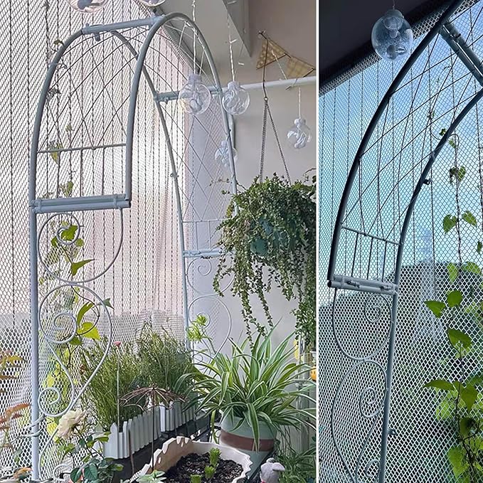 Metal Garden Arch Trellis Wall Mounted Rose Arch Garden Trellis for Windows Doors Entrances for Climbing Plants Garden ArchwayWindow Shade Frame(White)