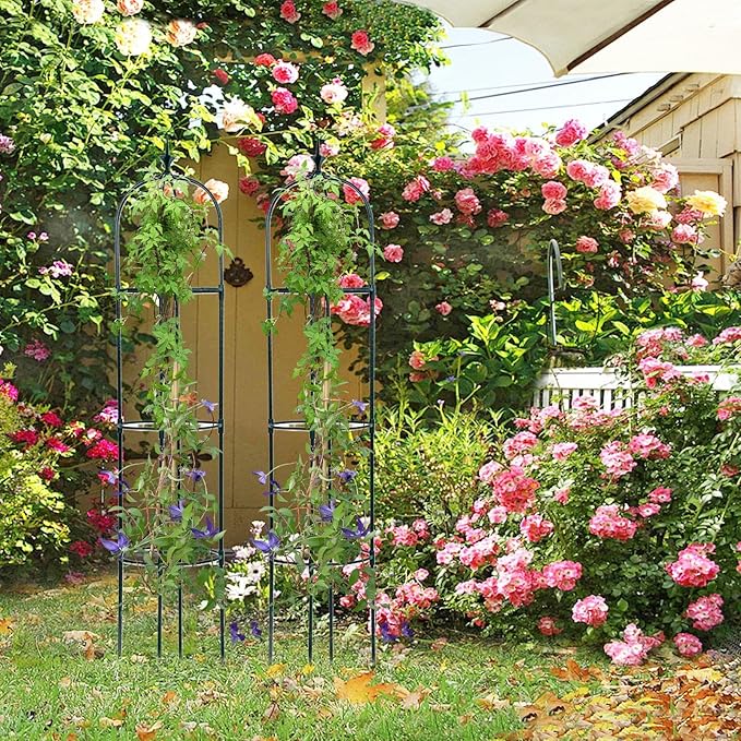 Obelisk Trellis - Garden Obelisk Trellis for Climbing Plants | Metal Plant Obelisk | Heavy Duty Gardening Support Frames | Flower Climbing Frame | Potted Flower Support | Rose Stand for Indoor Outdoor