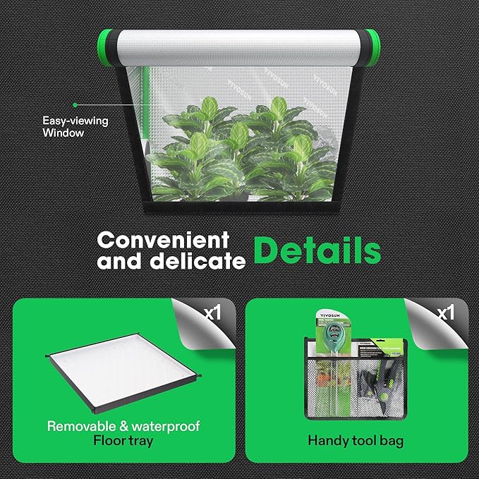VIVOSUN R846 4x8 Grow Tent 96x48x72 Roof Cube Tent with Observation Window and Floor Tray for Hydroponics Indoor Plant for VS4000/VSF4300
