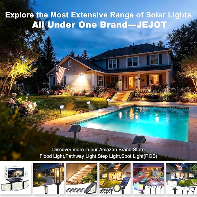 Solar Spot Lights Outdoor Waterproof IP656 PackCool Light 2 Lighting Modes Selectable Solar Powered Yard Garden Solar Spot Lights for Garden Outside Landscape Auto On/Off