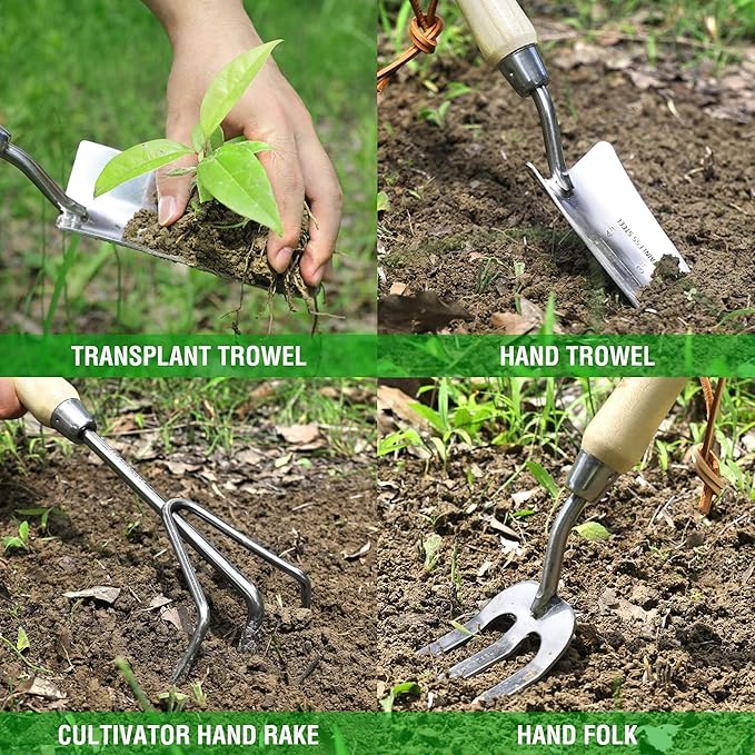 WORKPRO W005010WE 4 Piece Garden Tool Set – Heavy-Duty Stainless Steel Includes 4 Hand Tools (1 Kit)