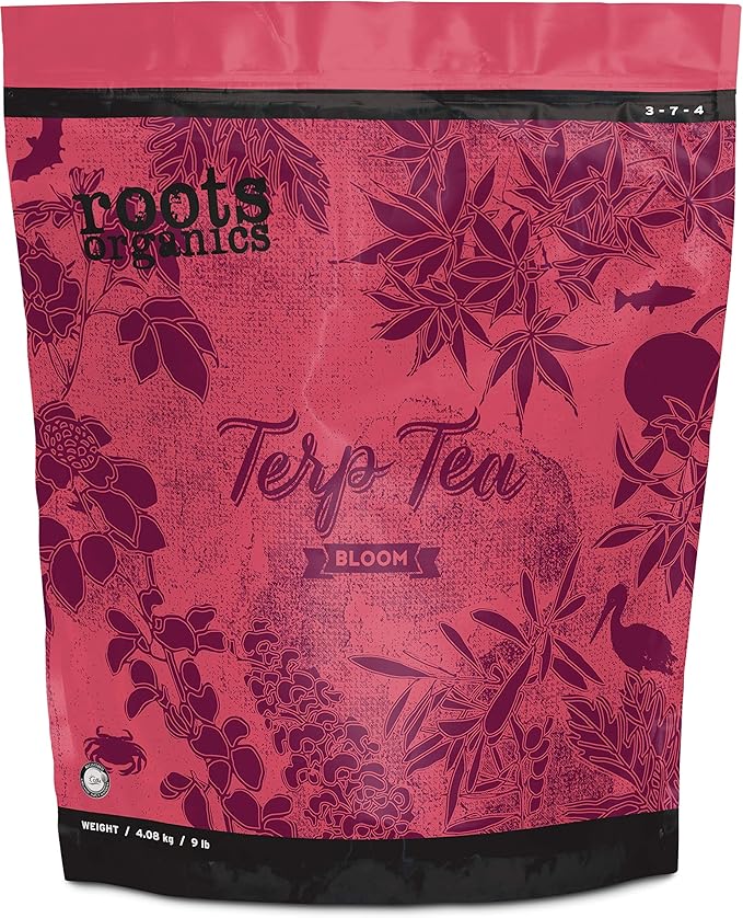 Roots Organics Terp Tea Bloom Natural Dry Gardening Fertilizer Micronized Flowering Nutrient for Large and Small Gardens 9 Pound Bag