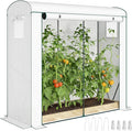 Outsunny Mini Greenhouse Portable Greenhouse with Roll-Up Door and 2 Mesh Windows Small Green House with PE Cover for Garden Patio Lawn 78.7 x 29.5 x 74 White