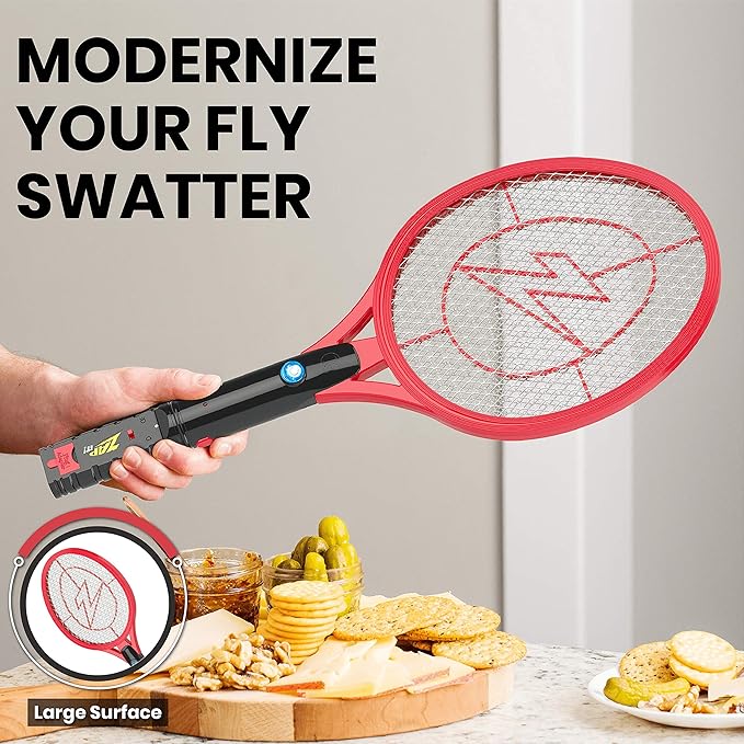 Zap It Electric Fly Swatter Racket &amp Mosquito Zapper Racket - Rechargeable Bug Zapper Racket - Fly Zapper Racket - Zapper Fly Swatter - Handheld Bug Zapper - 4000 Volt USB Charging Cable 2 Pack