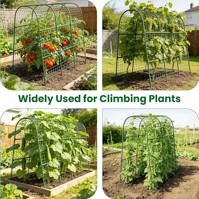 Cucumber Trellis for Raised Bed 48 L x 48 H U-Shape Garden Trellis for Climbing Plants Outdoor Metal Arch Trellis for Vegetables Plant Support for Tomato Pea Zucchini Grape Flowers