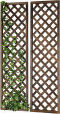 MyGift Wood Trellis Wall Hanging Large Garden Trellis for Climbing Plants Outdoor Brown Lattice Panels for Outside Set of 2