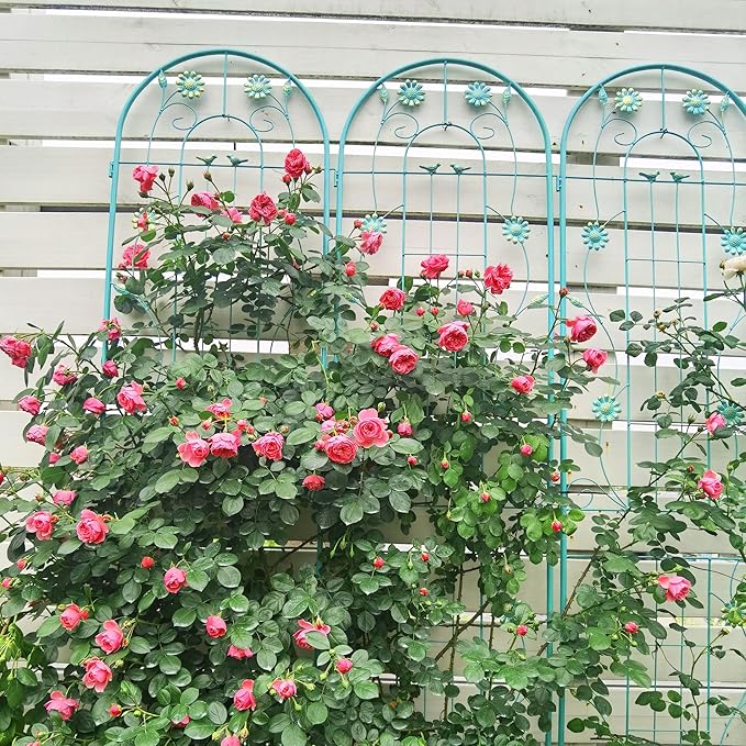 4 Pack Metal Garden Trellis 86.7 x 19.7 Rustproof Trellis for Climbing Plants Outdoor Flower Support Green