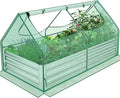 Suyncll 6x3x1FT Galvanized Raised Garden Bed with Cover Metal Planter Box Kit w/ 2 Roll-Up Large Zipper Windows Mini Greenhouse for Outdoor Growing Vegetables with 1 Pair of Gloves