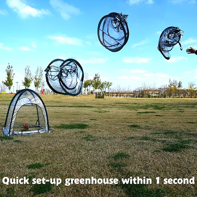 2pcs Quick Set up Mini Greenhouse Portable Small PVC Cover for Garden Flower and Flowerpot Cold Frost Protector Portable Carry Bag with 8 Stakes (PVC (28 L x 28 W x 32 H))