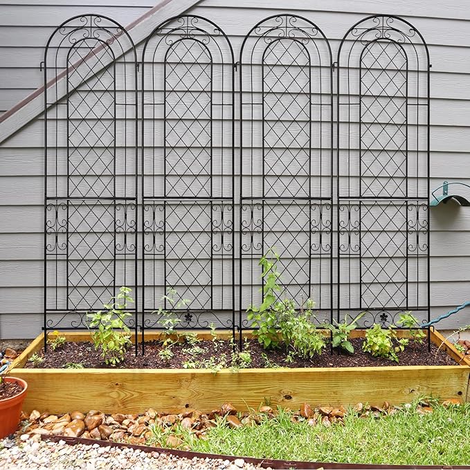 2 Pack Iron Arch Decoration Garden Trellis with Black Metal CoatingPerfect for Supporting Climbing Plants Outdoor Roses Vines Flowers and Vegetables