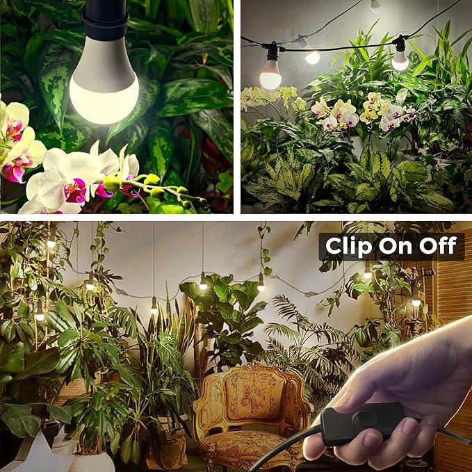 Briignite Hanging Grow Light 3 LED Full Spectrum Grow Lights with 8.86ft Power Cord Replaceable Bulbs E26 Base Linkable Hanging Plant Light 300W Equivalent
