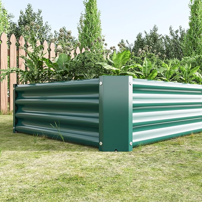 Raised Garden Bed Outdoor 6×3×1ft Metal Raised Rectangle Planter Beds for Plants Vegetables and Flowers Green