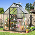 WKM 4x6 FT Greenhouse for Outdoors Quick-fit Structure Polycarbonate Green House with Window for Ventilation Walk-in Aluminum Greenhouse for Outsides Garden Backyard Black